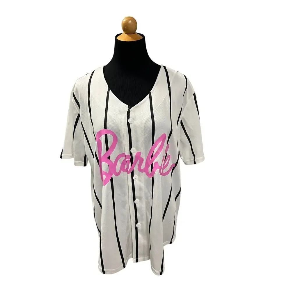 Barbie Mattel Baseball Jersey Womens Bloke Y2K Movie Cartoon Preppy Medium